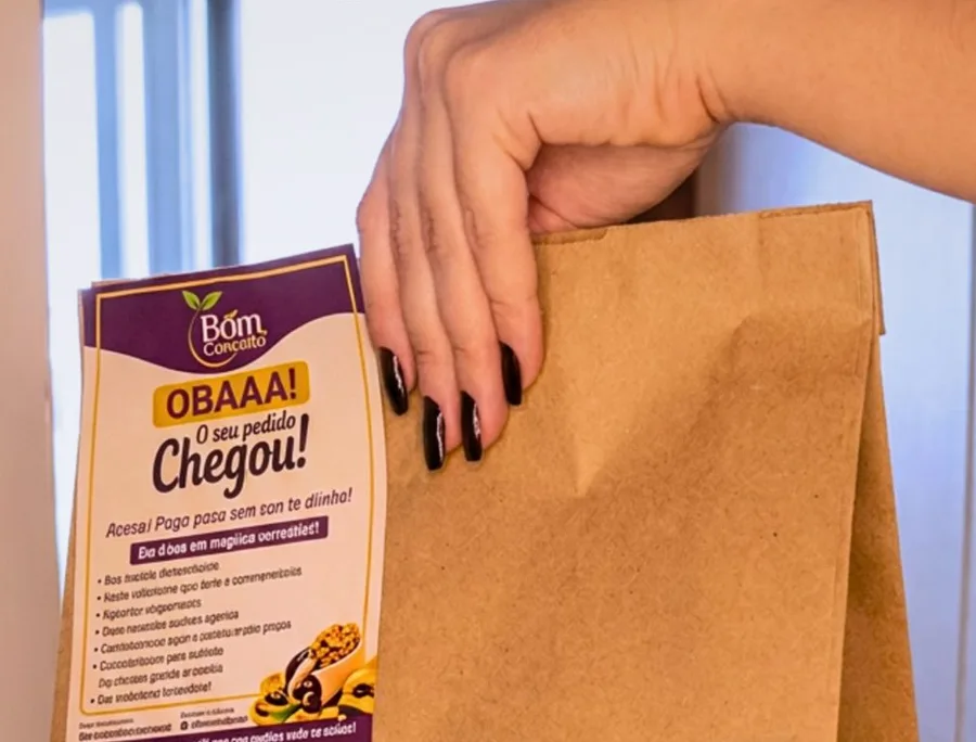 Pedido do Açaí do Bom Conceito embalado para entrega